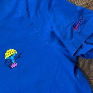Nike Peace Basketball Graphic Tee Blue Embroidered Back Logo Size L
